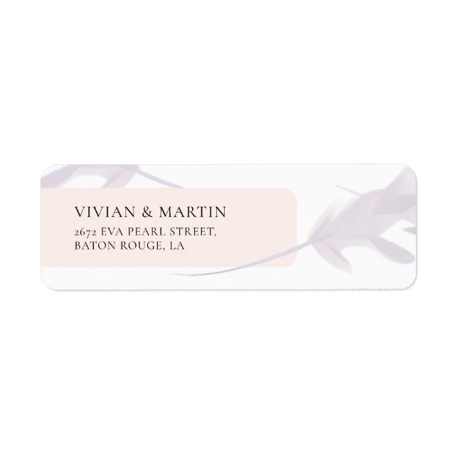 Elegant Violet Lavender & Peach Return Address Label (Front)