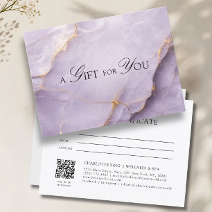 Elegant Violet Marble QR Code Gift Certificate