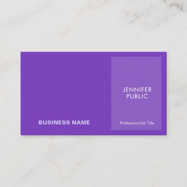Elegant Violet Modern Professional Creative Chic Business Card (Front)