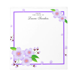 Elegant Violet Peony Flower Personalised Notepad