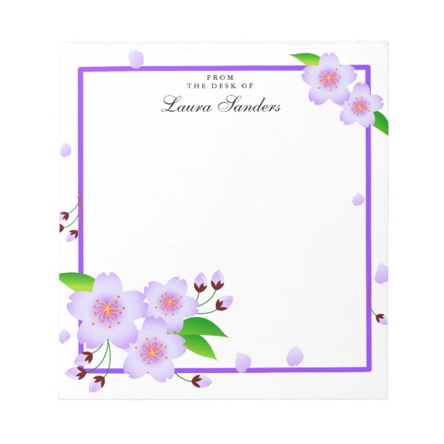 Elegant Violet Peony Flower Personalised Notepad (Front)
