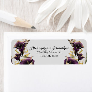 Elegant Violet Purple Calla Lilies Wedding Return Address Label