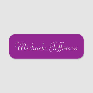 Elegant Violet Purple Chic Calligraphy Name Tag