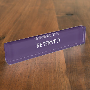 Elegant violet purple custom name text  Reserved Nameplate