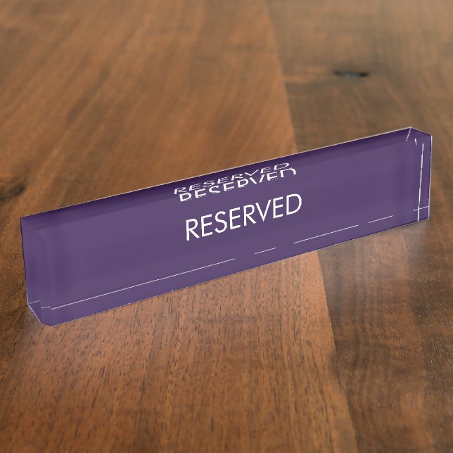 Elegant violet purple custom name text  Reserved Nameplate (Side)