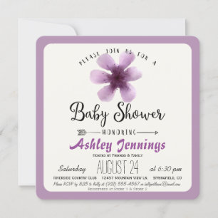 Elegant Violet Purple Floral Baby Shower Invitation