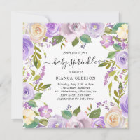 Elegant Violet Purple Floral Girl Baby Sprinkle
