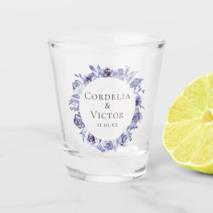 Elegant Violet Purple Roses Floral Winter Wedding Shot Glass