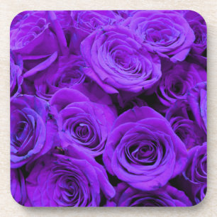 Elegant violet purple roses rose bouquet coaster