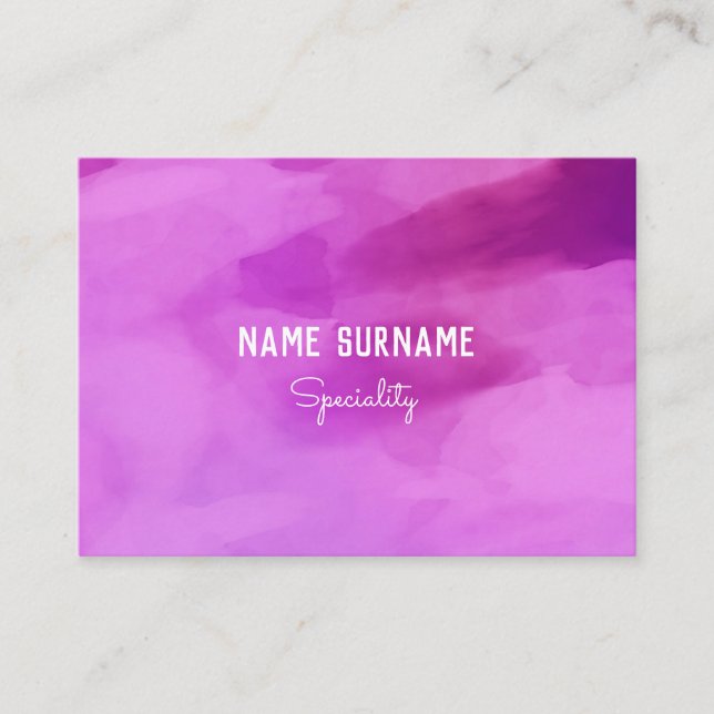 Elegant violet purple watercolor business card (Front)