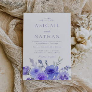 Elegant Violet Purple Watercolor Wedding Invitation