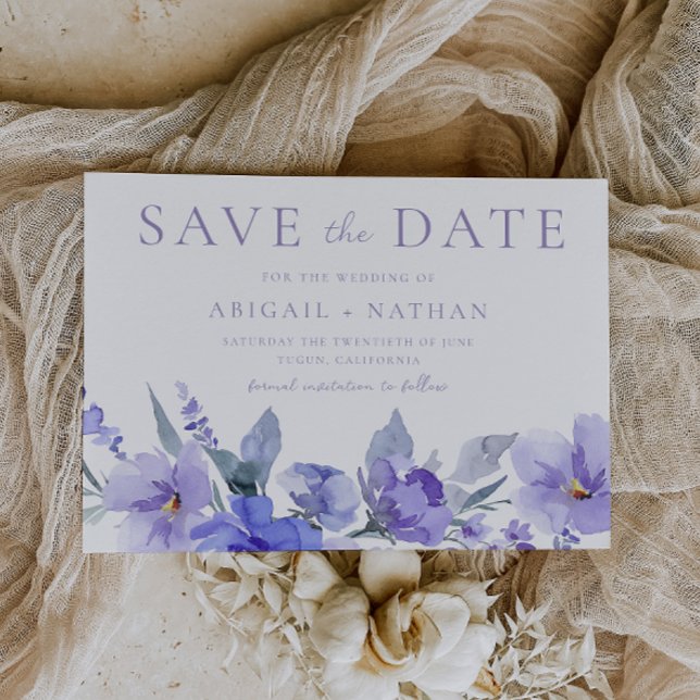Elegant Violet Purple Watercolor Wedding Save The Date (Creator Uploaded)