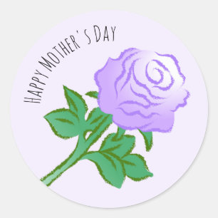 Elegant Violet Rose Classic Round Sticker