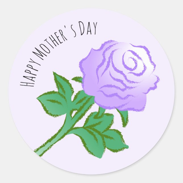 Elegant Violet Rose Classic Round Sticker (Front)