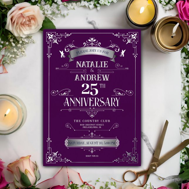 Elegant Violet Silver 25th Wedding Anniversary (Creator Uploaded)