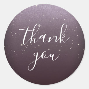 Elegant Violet Thank You Wedding Round Sticker