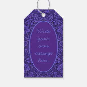 Elegant Violet Vintage Damask Custom Text Gift Tags