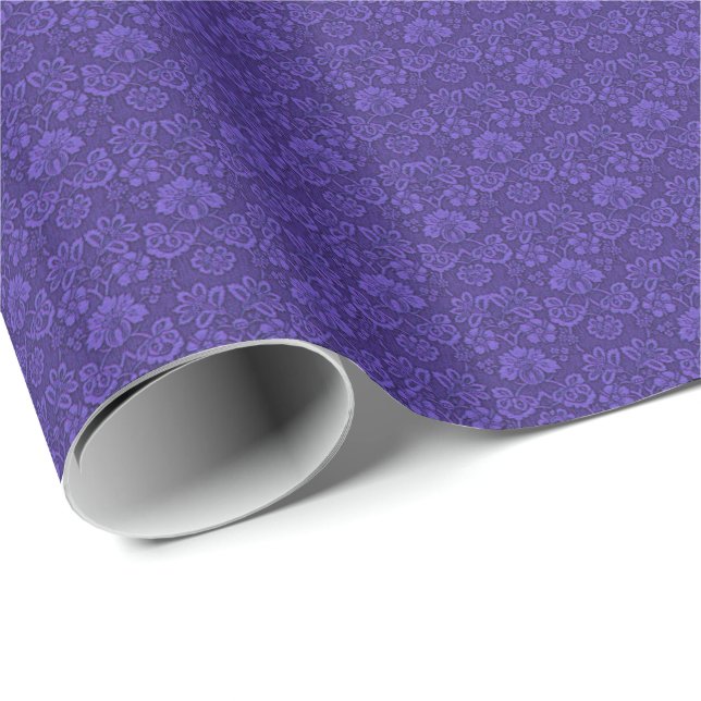 Elegant Violet Vintage Damask Pattern Wrapping Paper (Roll Corner)