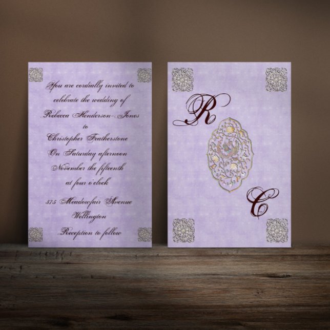 Elegant Violet Vintage Wedding Invitation (Creator Uploaded)