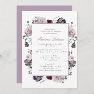 Elegant Violet Watercolor Floral Invitation