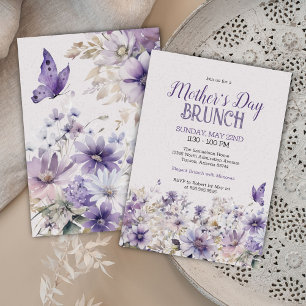 Elegant Violet Wildflowers Mother's Day Brunch Invitation