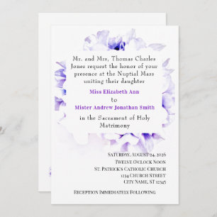 Elegant Violets Catholic Wedding Invitation