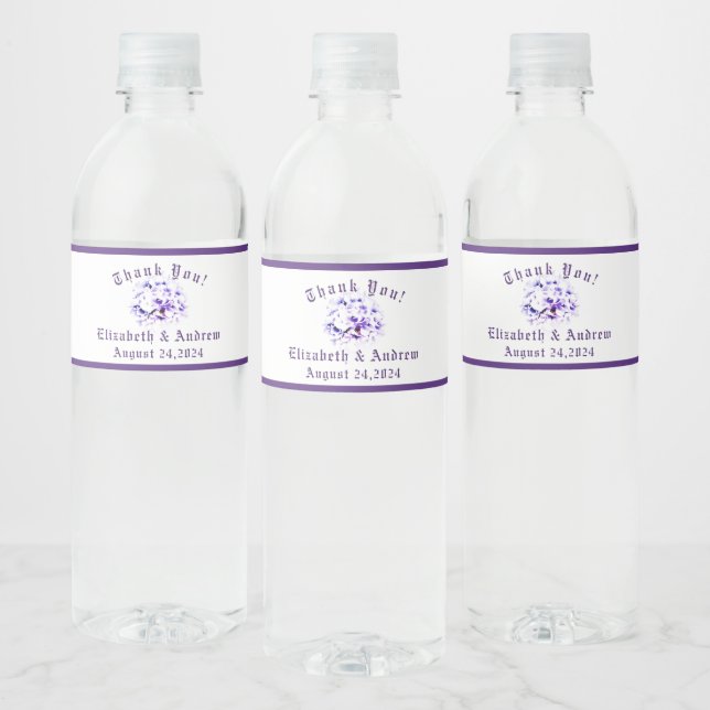 Elegant Violets Food and Beverage Label Set (Bottles)