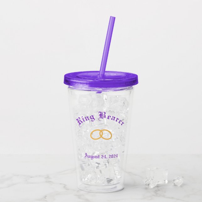 Elegant Violets Ring Bearer Acrylic Tumbler (Back Ice)