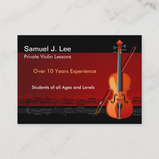 Elegant Violin Lessons Business Card (Front)