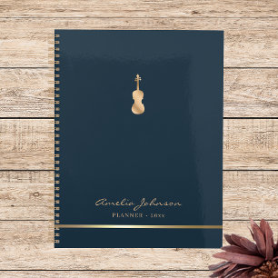 Elegant Violin Music Blue Gold 2026 Planner