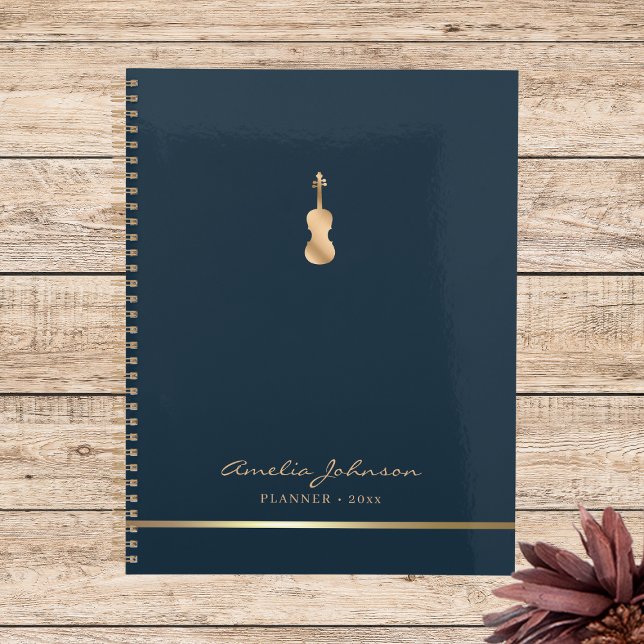 Elegant Violin Music Blue Gold 2026 Planner (Creator Uploaded)