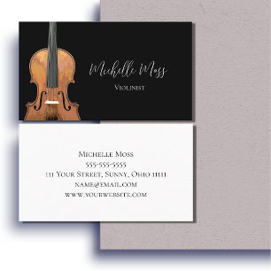 Elegant Violin Musical Violinist Black White Business Card