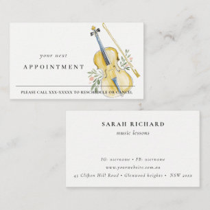 Elegant Violin Musician Music Teacher Appointment Business Card