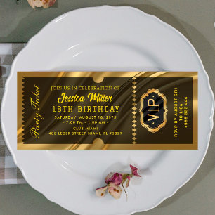Elegant VIP Gold Event Ticket Invitation