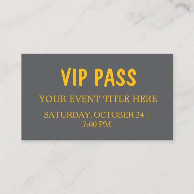 Elegant VIP Pass Event Ticket Card (Front)