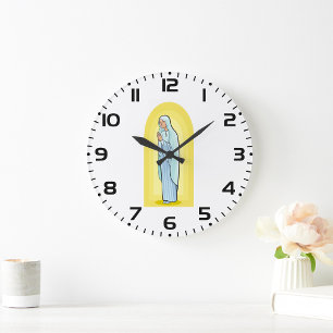 Elegant Virgin Mary Catholic Religious Large Clock