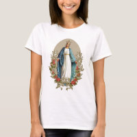 Elegant Virgin Mary Floral Roses Catholic