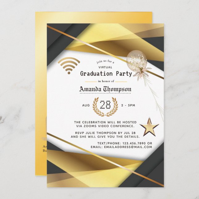 Elegant Virtual Graduation Party Certificate Invitation (Front/Back)