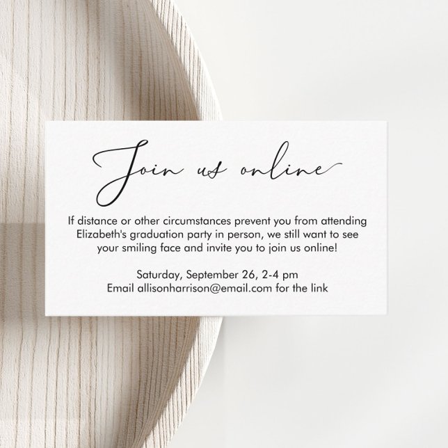 Elegant Virtual Online Graduation Party Enclosure Card (Creator Uploaded)