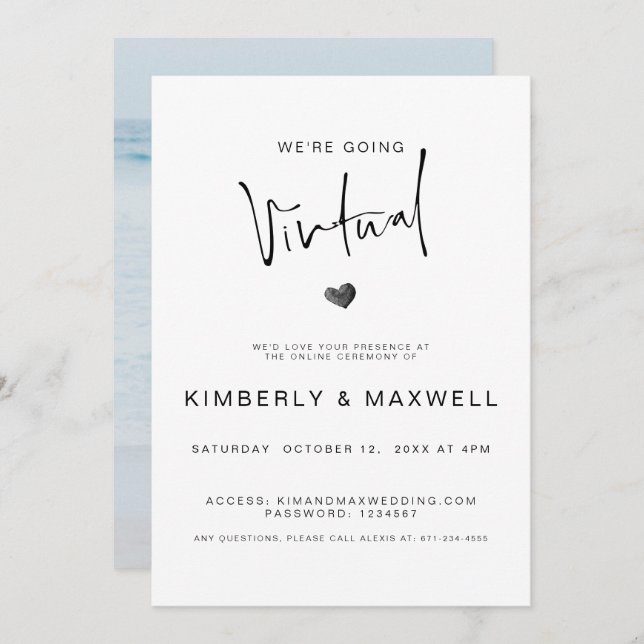 Elegant Virtual Photo Online Wedding Invitation (Front/Back)
