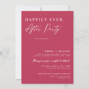 Elegant Viva Magenta Happily Ever After QR Code  Invitation