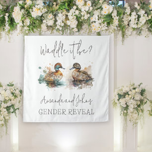 Elegant Waddle It Be Mallard Duck Gender Reveal Tapestry