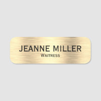 Elegant Waitress Black And Gold Name Tag