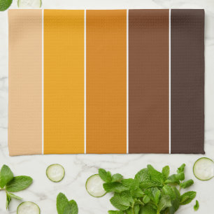 Elegant Warm Autumn Colours Stripes Pattern Tea Towel