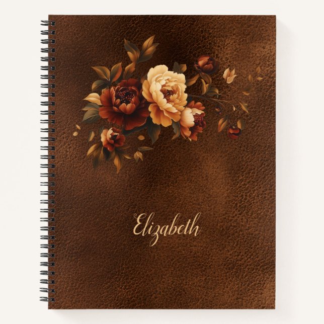 Elegant Warm Autumn Florals Personalised  Notebook (Front)