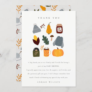 Elegant Warm Cosy Autumn Essential Baby Shower Thank You Card