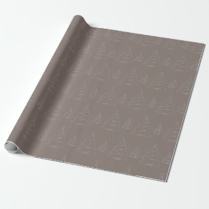 Elegant Warm Grey and Silver Christmas Tree Wrapping Paper