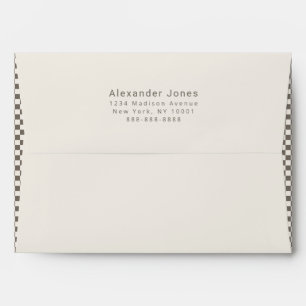 Elegant Warm Taupe Check Pattern Business Envelope