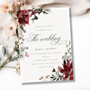 Elegant Warm Winter Festive Foliage Wedding Invite