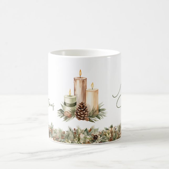 Elegant warmer tones terracotta Christmas candles Coffee Mug (Center)